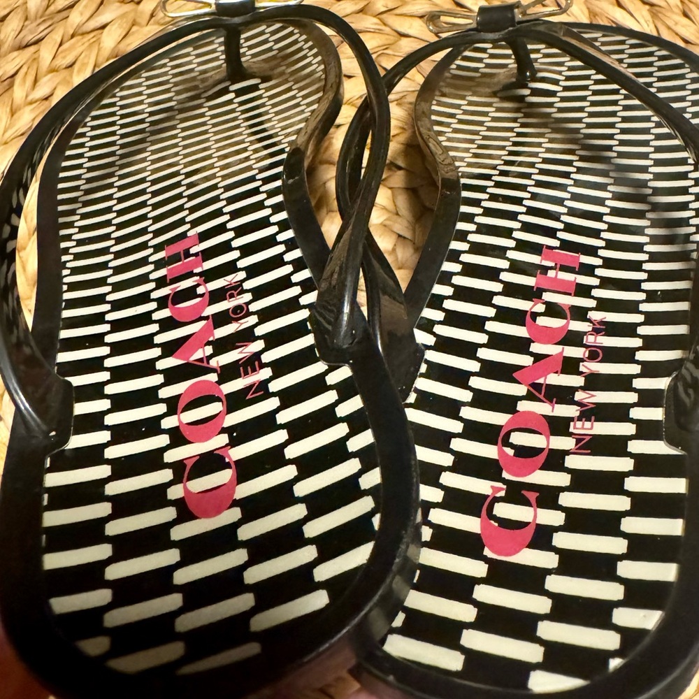 Coach Black and Gold Sandals - Picture 8 of 14